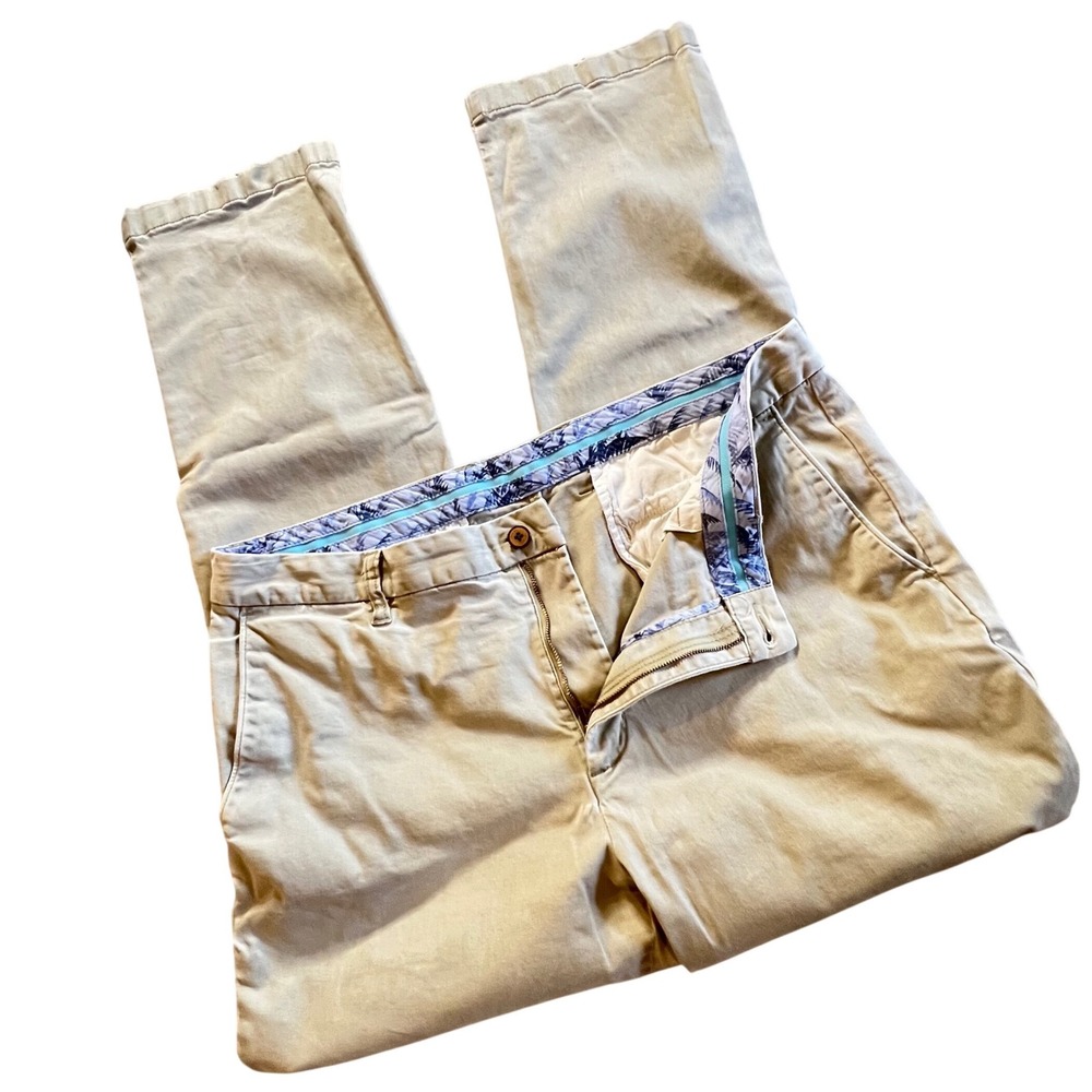 Tommy‎ Bahama Mens Khaki Chino Pants Size 38x32 Flat Front Straight Fit Casual